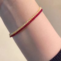 Imported Natural Extremely Fine Red Spinel Zirconia 14K Gold Injected Lifeyear Transport Bracelet Super Flash Non Fading LRGX LRGX