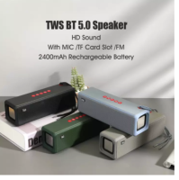 ลำโพงไร้สาย TG271 BT5.0,แบตเตอรี่ลิเธียมในตัว2400MAh พร้อมไมโครโฟนการ์ด TF อินเทอร์เฟซ USB MP3เสียงสเตอริโอ HiFi บาร์เสียงเบสลึกลำโพงพกพาอุปกรณ์ไร้สายสำหรับบ้านกลางแจ้ง