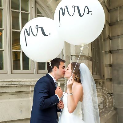 2pcs/lot 36inch Giant Round White Print Mr&amp;Mrs Latex Balloons Wedding Valentines Day Propose Mariage Air Globos Blloon Supplies Balloons