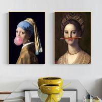 Poster European Woman Canvas Fun Lip Pencil Abstract Landscape Wall Art Picture Home Decoration Classical Oil Painting Drawing Painting Supplies