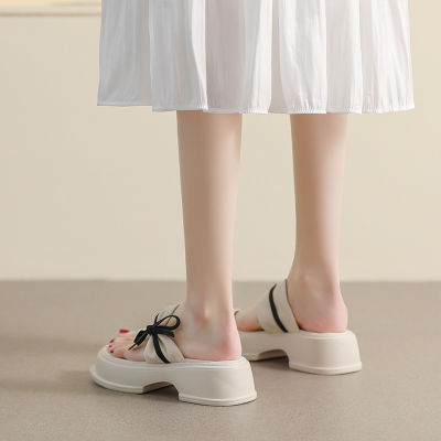 รองเท้าแตะพื้นหนาสำหรับผู้หญิงใส่ข้างนอกในฤดูร้อน 2023 รองเท้าแตะสไตล์นางฟ้าสวมนิ้วเท้าชายหาดแบบลำลองรองเท้าผู้หญิงไซส์เล็ก 3334