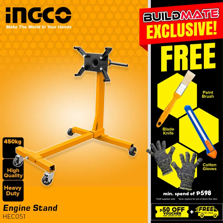 INGCO Engine Stand 450kg 1000LBS Steel Rotating Wheeled Engine Stand