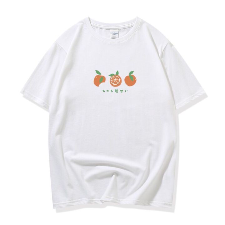 yui-สินค้ามาใหม่จ้าเสื้อยืด-คอกลม-แขนสั้น-ผ้านิ่ม-พิมพ์ลายส้ม-น่ารักๆ-สไตล์เกาหลี-9627