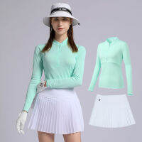 SG เกาหลี Elegant Golf ชุดผู้หญิงครีมกันแดด Elastic Tops เสื้อกีฬาหญิง Anti-Empty Golf กระโปรงจีบ Mini Skort Sets