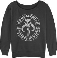 STAR WARS Womens Mandalorian Gun for Hire Juniors Raglan Pullover with Coverstitch