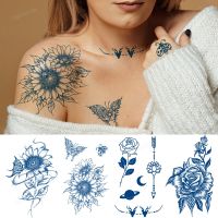 【YF】 natural juice ink tattoo sticker long lasting 2 weeks sketch flowers peony rose temporary tattoos waterproof body art woman