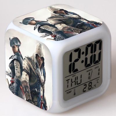 【Worth-Buy】 ของเล่นการ์ตูนนาฬิกาปลุกเด็ก Led เปลี่ยนสีได้7สีอุปกรณ์ต่อพ่วงเกมอะนิเมะของเล่นนาฬิกาปลุกดิจิตอลนาฬิกา
