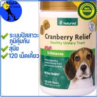 NaturVet Cranberry Relief Plus Echinacea Soft Chews Urinary Supplement for Dogs, 120 Soft Chews, 12.6 OZ (360g) (ช่วยระบบปัสสาวะ สำหรับหมา ภูมิต้านทาน กระปุกละ 120 เม็ดเคี้ยว)