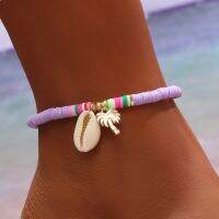 2022 Summer Beach Soft Polymer Clay Beaded Anklet Women white Shell Coconut Tree Anklets For Women Jewelry Wholesale GT-03