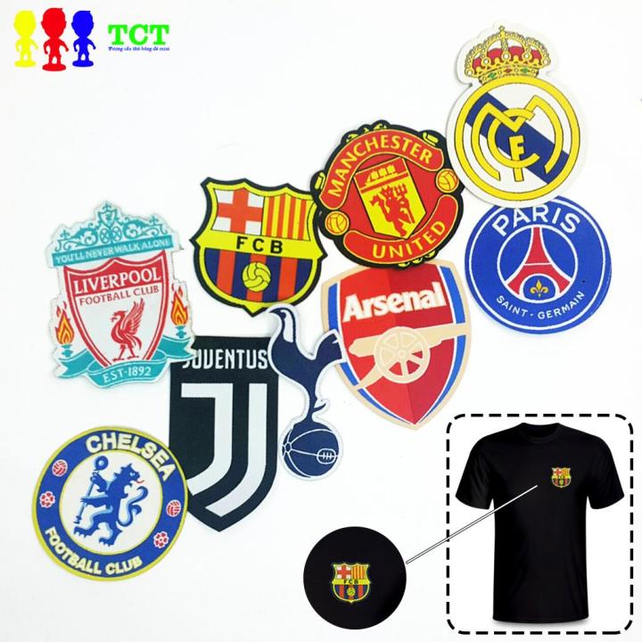 Logo rời vải dệt hình Clb Mu Real Barca Juventus Liverpool Arsenal ...