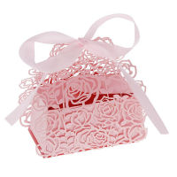 12Pcs Romantic Rose DIY Candy Cookie Gift Favor Box for Wedding Party with Ribbon