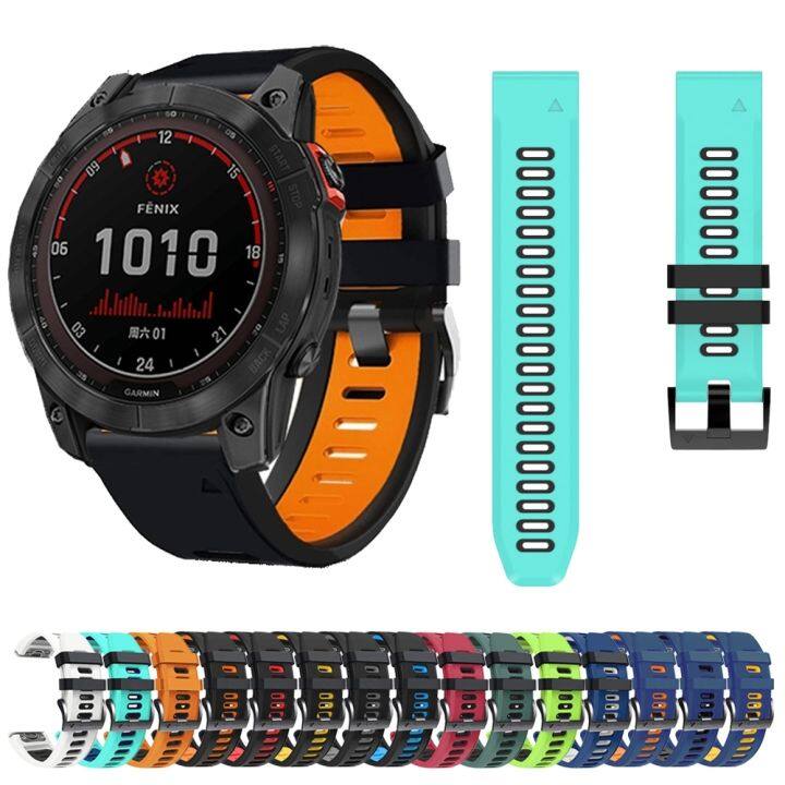 สำหรับ-garmin-fenix-6x-26มม-ซิลิโคนกีฬาสองสีสายนาฬิกาข้อมือ-สีส้ม-สีดำ-ขายเอง