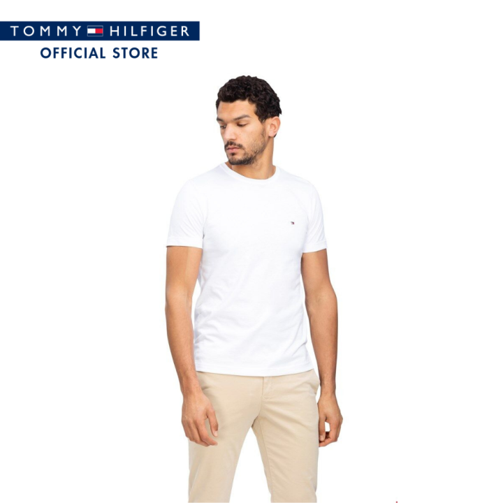 tommy-hilfiger-เสื้อยืดชาย-รุ่น-mw0mw10839-ybr-สีขาว