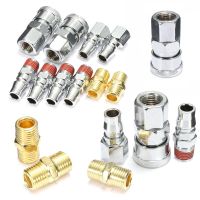 【Popular choice】 10 Pcs Quick Coupler Fittings 1/4นิ้ว Air Hose Connector Fittings Pneumatic Quick Fitting Plug Resistance Metal