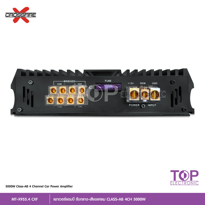 top-crossfire-x-เพาเวอร์-class-ab-4ch-รุ่น-mt-x955-4-ทรานซิสเตอร์-toshiba-japan-รุ่นใหญ่แรงๆ-เสียงดีชัดใส-ขับเสียงกลาง8แหลม8ได้-class-ab-5000w-จำนวน1เครื่อง