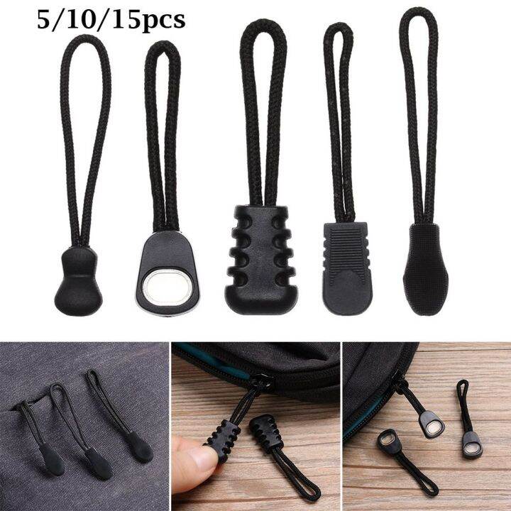 5-10-15pcs-zipper-pull-puller-end-fit-rope-tag-fixer-zip-cord-tab-replacement-clip-broken-buckle-travel-bag-suitcase-tent