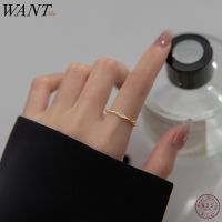 WANTME 925เงินสเตอร์ลิงโครเมี่ยม,แหวนปรับขนาดได้คู่ Zircon ผิวโค้งแบบเรียบง่ายสำหรับผู้หญิงและผู้ชายเครื่องเพชรเครื่องประดับของขวัญ