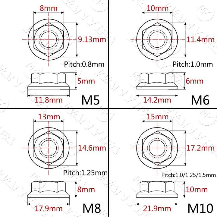 wanyifa-titanium-nut-m5-m6-m8-m10-m12-m14-m16-flange-kacang-untuk-sepeda-motor-mobil