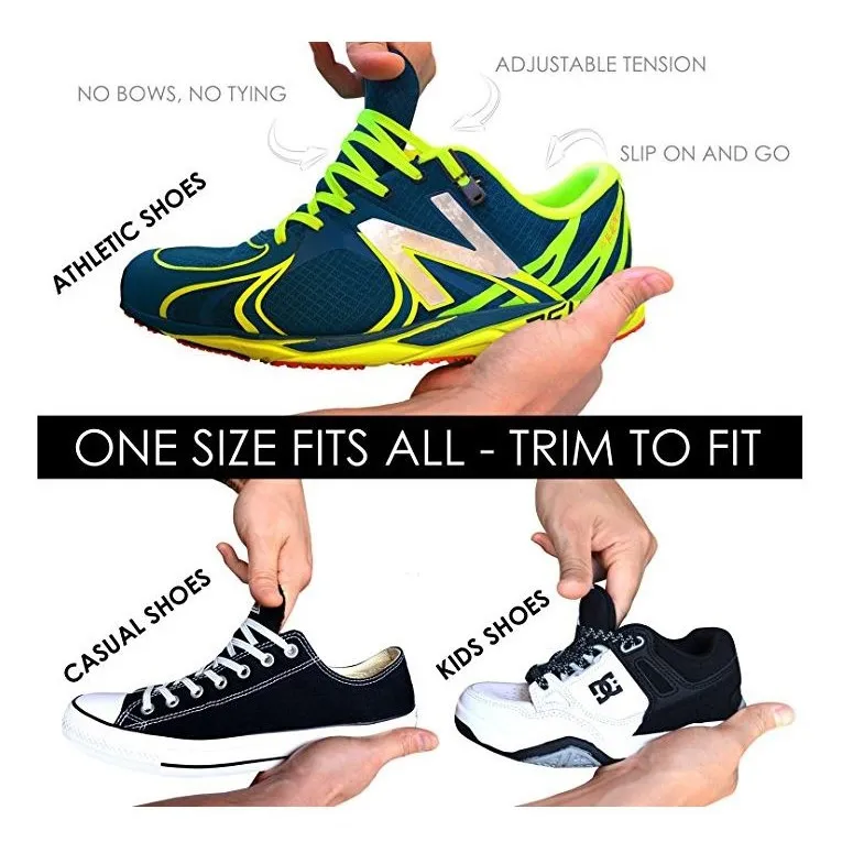 No Tie Shoelaces System with Elastic Laces - One Size Fits All