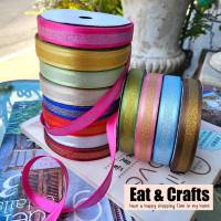 16mm ริบบิ้น ดิ้นทอง ผ้าซาติน เทป ริบบิ้น satin ribbon for diy  แบ่งตัดความยาวจากม้วน 540cm 60 บาท สินค้าพร้อมส่งจากไทย