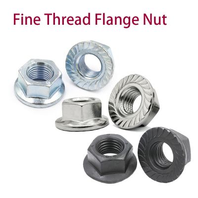 Fine thread Flange nut Stainless steel and Carbon Steel M6*0.75 M8*1.0 M10*1.0 M10*1.25 M12*1.25 M12*1.5 Lock nut DIN6923 Nails Screws Fasteners