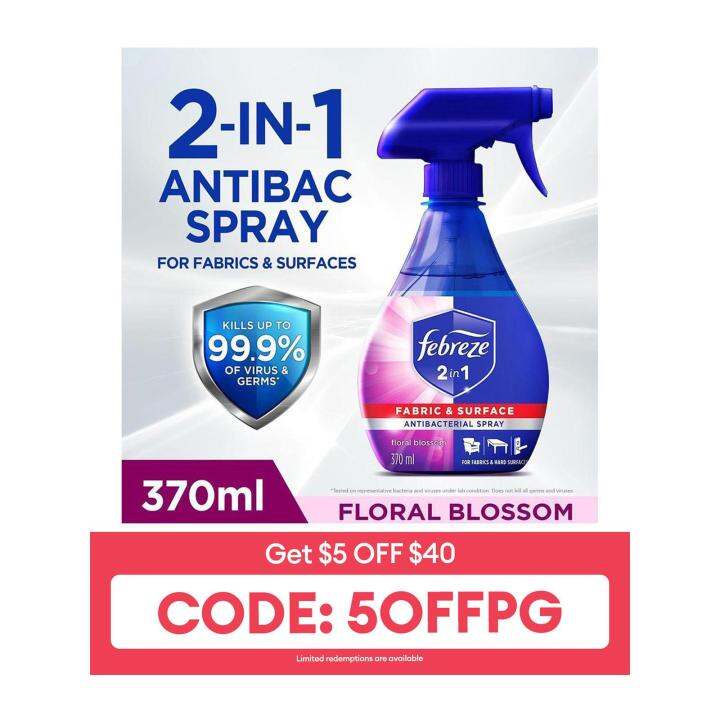 Febreze 2In1 Antibacterial Disinfectant Spray Floral Blossom 370ML