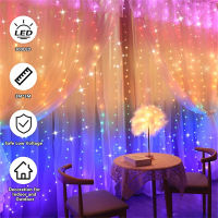 3X3M LED Curtain String Light Remote Control USB Garland Rainbow Lamp for Home Holiday Party Bedroom Wedding Decor Floodlights