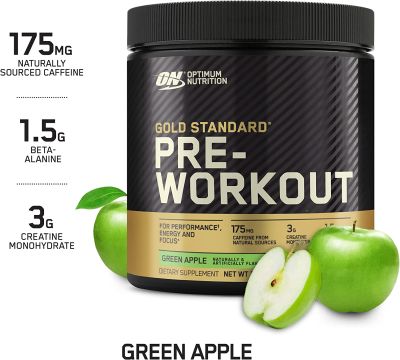 Optimum Nutrition Gold Standard Green Apple (30 Servings) Pre Workout with Creatine, Beta-Alanine and Caffeine for Energy, Keto Friendly  preworkout
