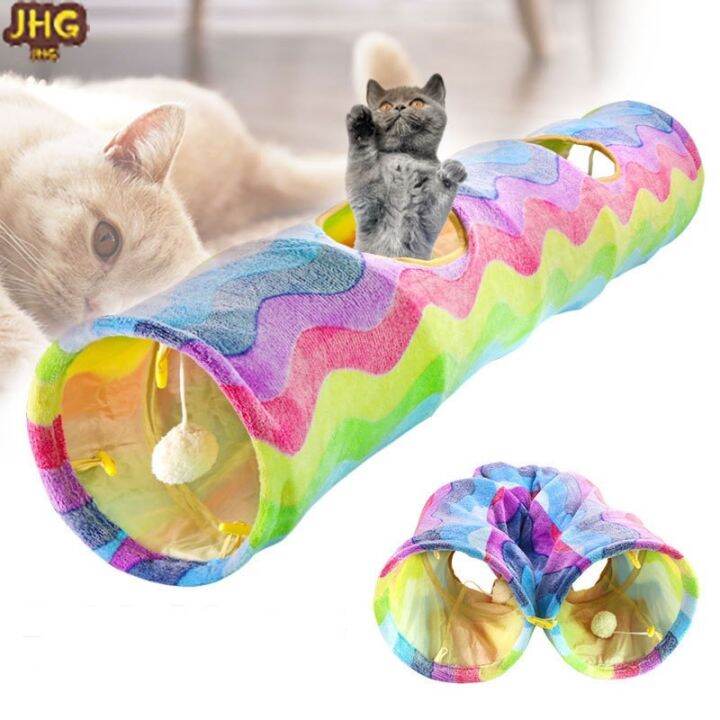【Ready Stock】 Cat Toys Collapsible Tunnel Cat Play Tent Tube Toy for