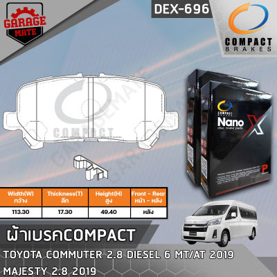 COMPACT ผ้าเบรคหลัง TOYOTA COMMUTER 2.8 DIESEL 6 MT/AT 19-,MAJESTY 2.8 19- รหัส 696