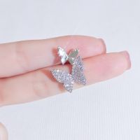 【NATA】 [JiuDuoLan] Elegant Butterfly Brooch Anti-Glare Safety Pin Button Shirt Clothes Collar Pin Suit Dress Brooch Accessories