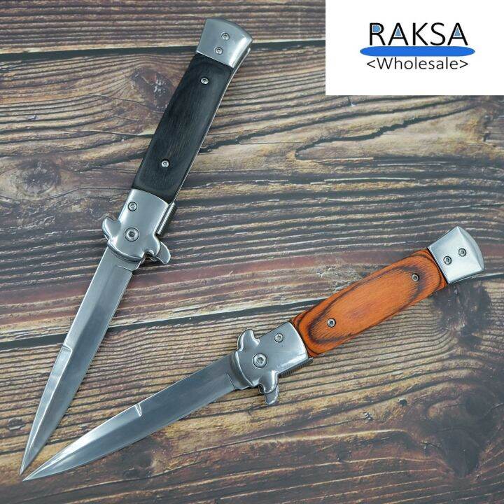 raksa-wholesale-nb024-black-brown-มีดพับ-มีดพก-มีดเดินป่า-italian-knives-italian-stiletto-knife-folding-knife-3cr13-ขนาด-22-5cm-มีที่เหน็บ