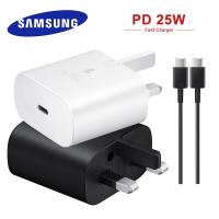 Pcyp Samsung ต้นฉบับ25W Adaptor Traveling 5A ระบบชาร์จเร็วสุด PD 3 0ที่ชาร์จความเร็วสูง USB-C อะแดปเตอร์ติดผนังปลั๊ก UK สำหรับ Galaxy S23 S22 S21 S20 S20พิเศษ + Note 20 10บวก10 + 5G A90 A80 A70 A71 A33 A53พร้อมสาย USB Type-C