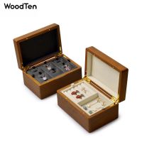 WoodTen 2ชั้นแหวนต่างหูสร้อยคอสร้อยข้อมือกล่องเครื่องประดับออแกไนเซอร์จัดเก็บกรณีเครื่องประดับออแกไนเซอร์กล่อง SM151