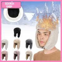 SQXRCH SHOP ผู้หญิงผู้ชาย หมวกปิดหู กันลม รัสเซีย Ushanka หมวกหิมะ หมวกฤดูหนาว หมวกบอมเบอร์