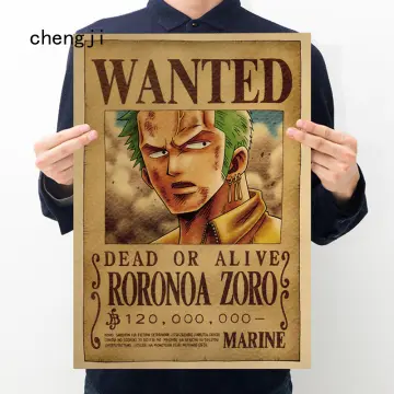 ONE PIECE Luffy Poster Anime Zoro 3 Billion Bounty Wanted Posters Four  Emperors Action Figures Vintage