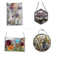 【hot】✾✗₪  Frame Pressed Flowers Hanging Picture Artificial Dried Wall Pendant with Chain Kids Photo Display