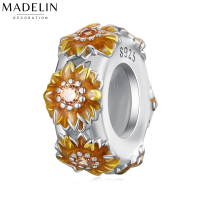 Madelin Charm S925 Platinum ชาร์มเงินแท้ชุบทองคำขาว ชาร์มวงล้อดอกทานตะวัน ชาร์มดอกไม้ ชาร์มสร้อยข้อมือ จี้สร้อยคอ