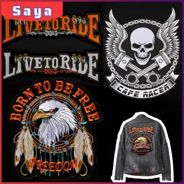 Skull Motorcycle Large Patch Jacket Badge Punk Rock Embroidered Patches For  Clothing Paw Live To Ride