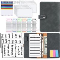 ☈ 2023 A6 PU Leather Budget Binder Notebook with 6 Pieces Cash Envelopes Set Binder Pockets Money Budget Saving Bill Organizer
