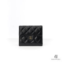 CHANEL TRIFOLD WALLET SHORT BLACK CAVIAR GHW