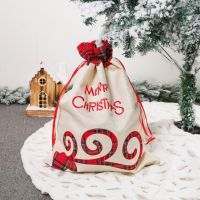 55*39cm Christmas Ornaments Linen Elk Christmas Gift Bag Tote Bag Christmas Gift Bag Draw String Pocket Christmas Socks Socks Tights