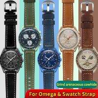 For Omega SWATCH Joint Moon 20mm Watch Strap Grind arenaceous soft cowhide watchband Wrist band Bracelet Women Men Quick release