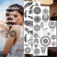 1PC Mandala Tattoo Stickers Retro Vatican Feather Elephant Clavicle Sexy Flowers Hannah Disposable Tattoo Stickers