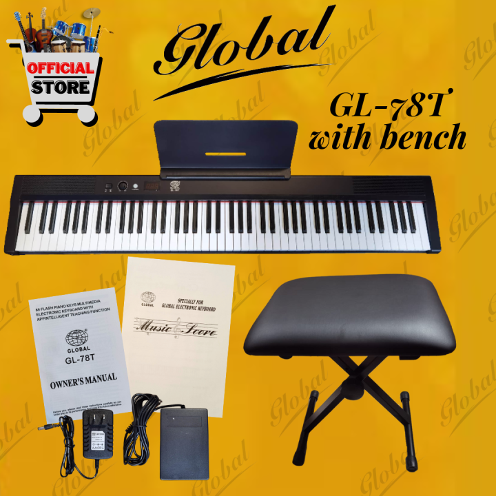 GLOBAL KEYBOARD GL 78T WEIGHTED 88 KEYS WITH FREE KEYBOARD BENCH