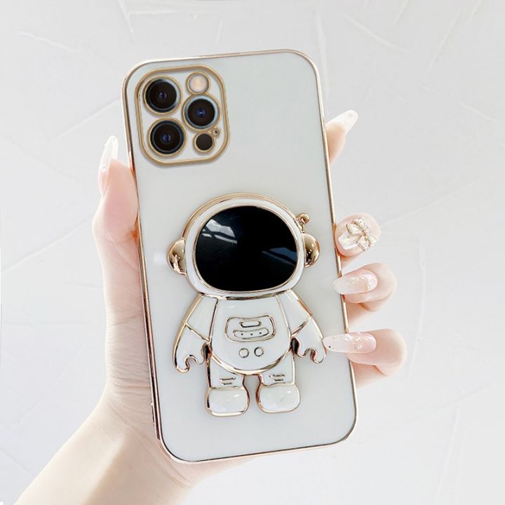 เคสโทรศัพท-case-iphone-12-pro-max-นักบินอวกาศขาตั้งแบบพับได้แฟชั่นสีทึบหรูหราชุบโครเมียมนุ่ม-tpu-เคสโทรศัพท์สแควร์คลุมทั้งหมดเคสป้องกันกล้อง