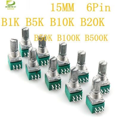 【CW】 10PCS NEW RK097G 6Pin B1K B5K B10K B20K B50K B100K B500K with a switch audio shaft 15mm amplifier sealing potentiometer