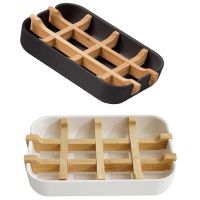 Bamboo Soap Dish for Bathroom Shower Soap Holder Soap Case Tray Bar Sink Deck