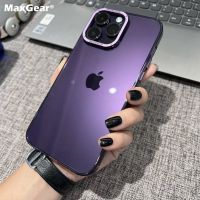 Luxury Ultra Thin Transparent Case for iPhone 14 Plus 13 12 Pro Max iPhone14 Hard Plastic Metal Camera Ring Shockproof Cover  Screen Protectors