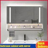 ❖☒ 【Free shipping】Bathroom cabinet with mirror Bathroom Cabinet Solid Wood Smart Mirror With Light toilet mirror cabinet bathroom rack Defogging Wall-Mounted Toilet With Shelf toilet mirror toilet cabinet cermin bilik air bathroom mirrors